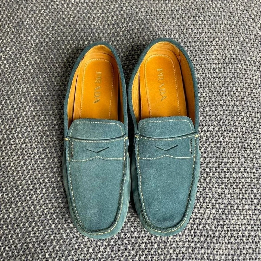 Prada blue suede loafers. Size US 9.5 #luxury #loafers‎